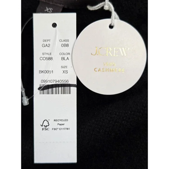 J. Crew Spring Street Cashmere Luxe-weight Crewneck Sweater Womens XS Black NWT